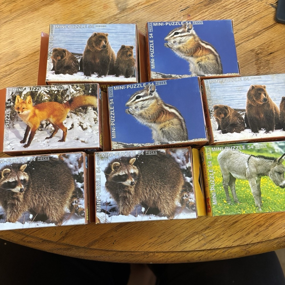 Vintage Fx Schmid Wildlife Puzzles Set Of 8, Each 54 Piece Puzzle Complete‎ New